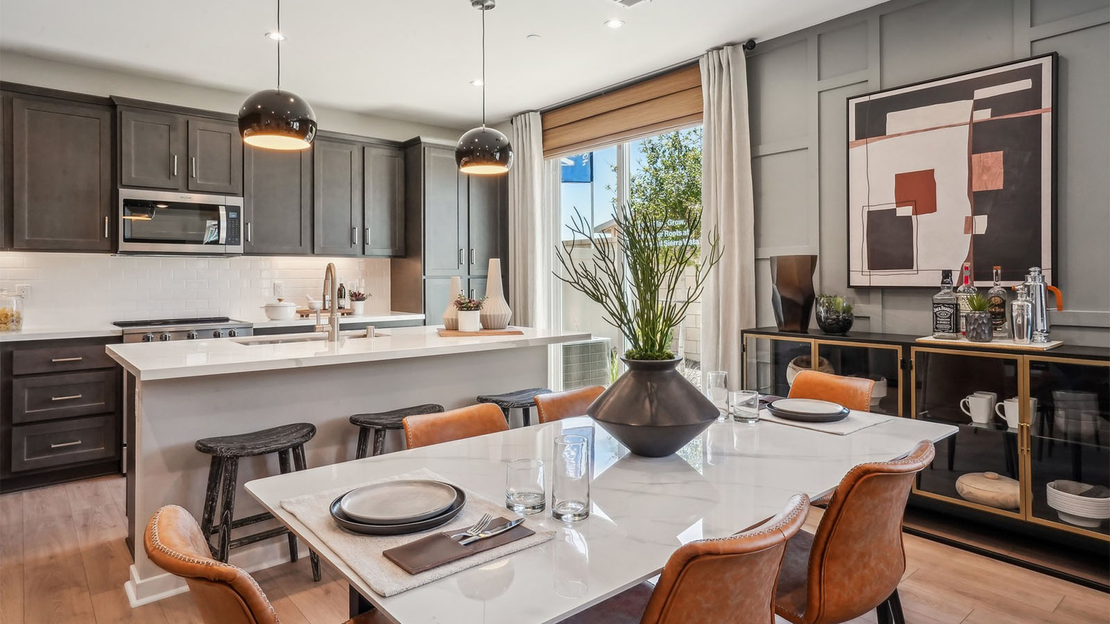 Spacious open-concept dining room and kitchen