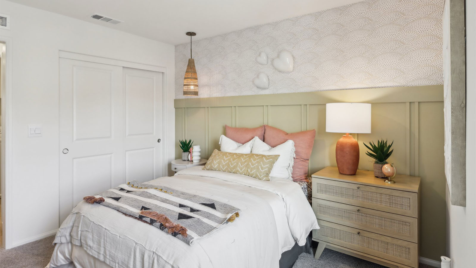 Spacious bedroom with accent wall