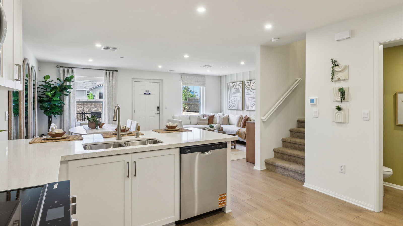 Open-concept kitchen and dining room area