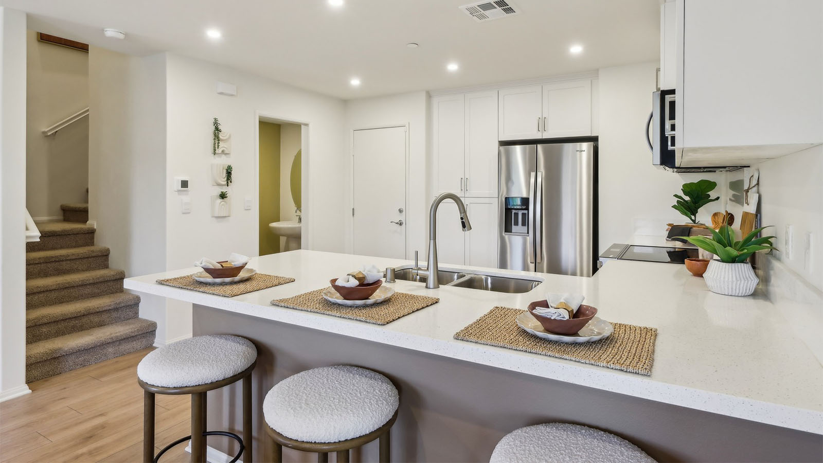 Spacious kitchenette with island