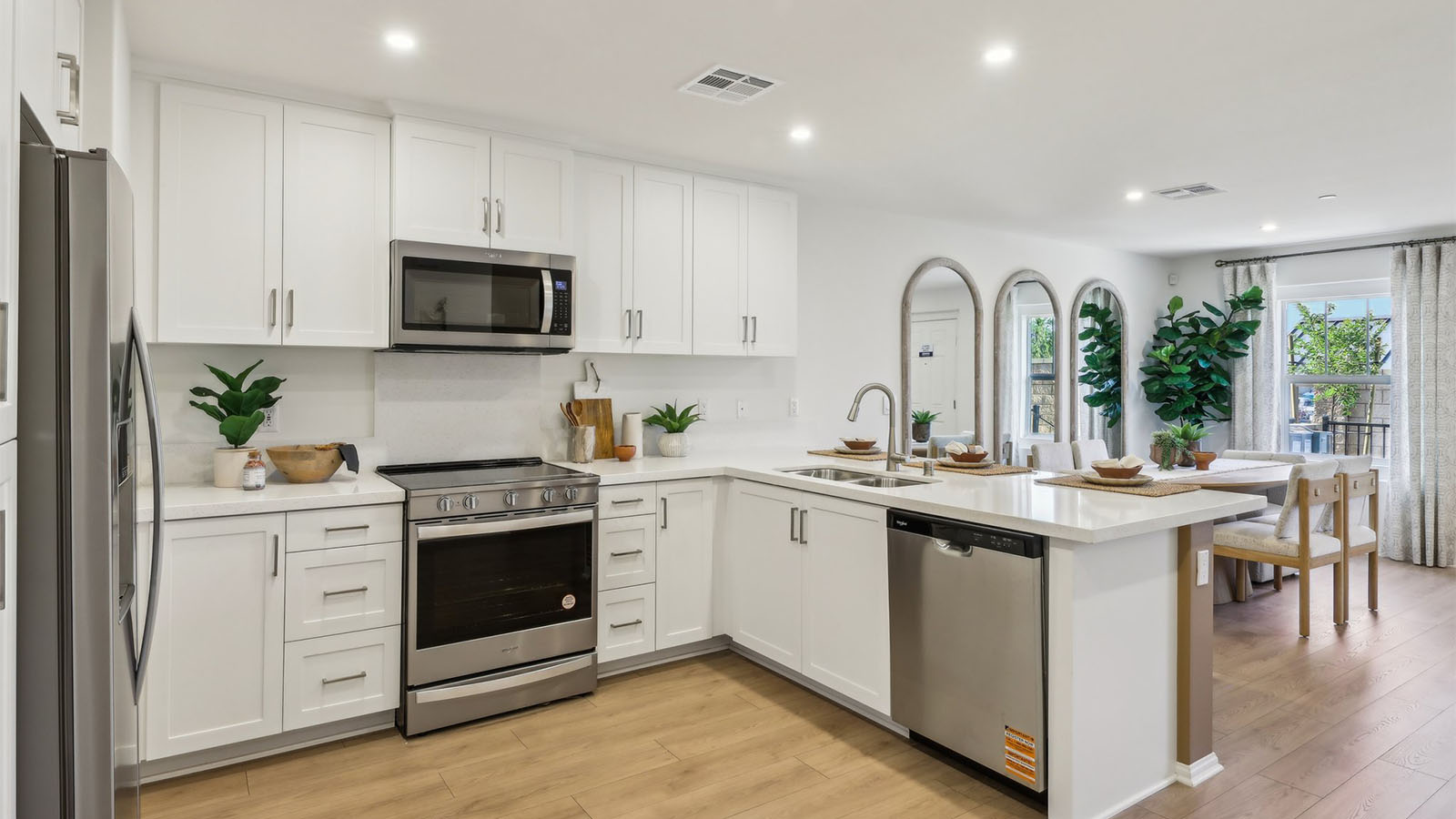 Kitchen with white cabinets