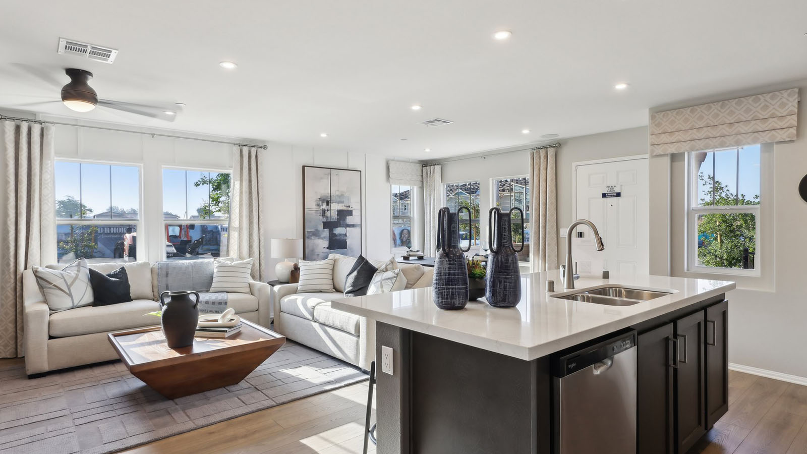 Open-concept kitchen and dining room area