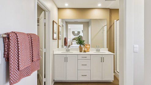Secondary bathroom with dual sinks