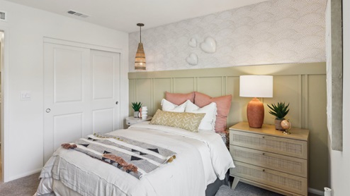Spacious bedroom with accent wall