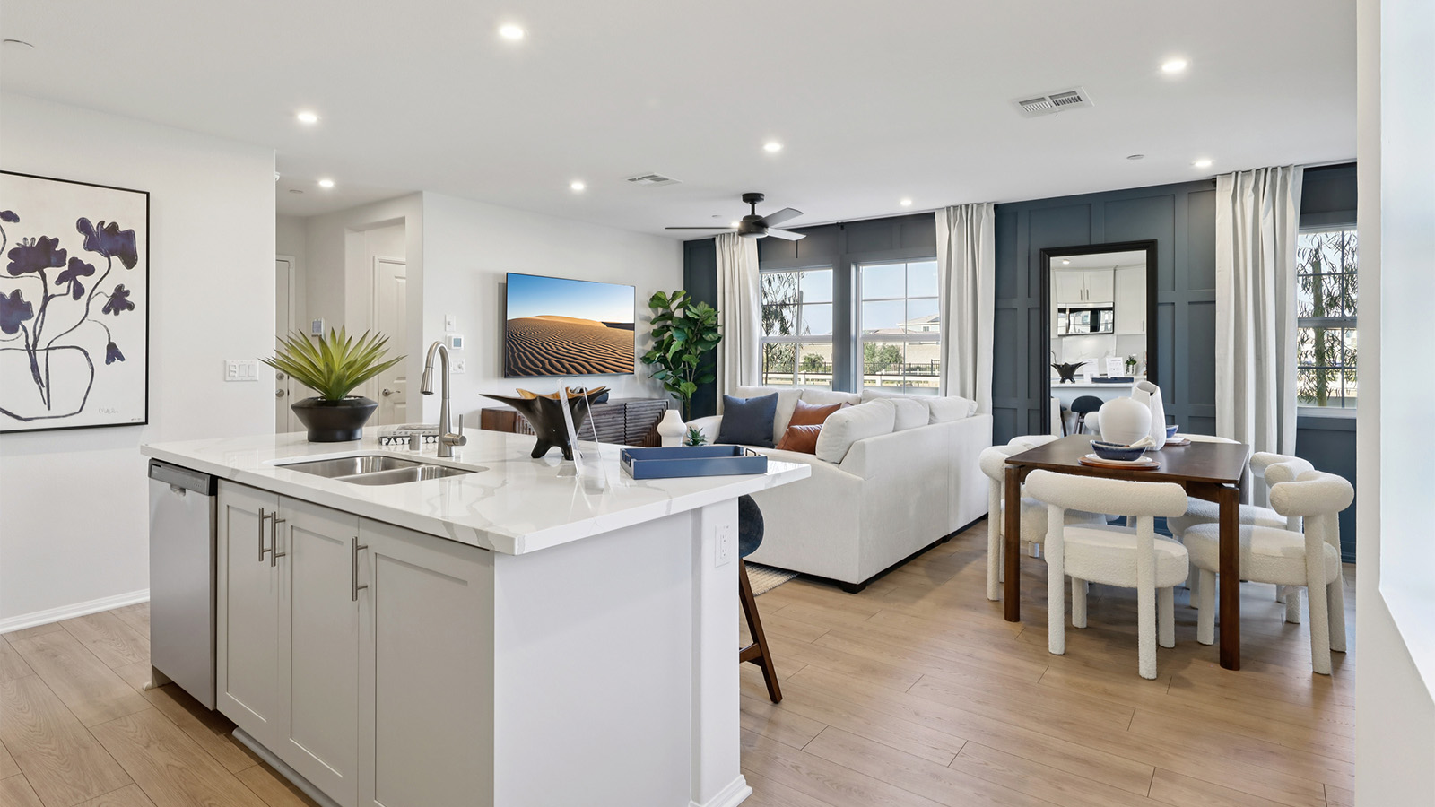 Open-concept great room and kitchen