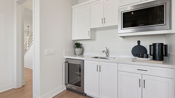 Interior kitchen with white cabinets