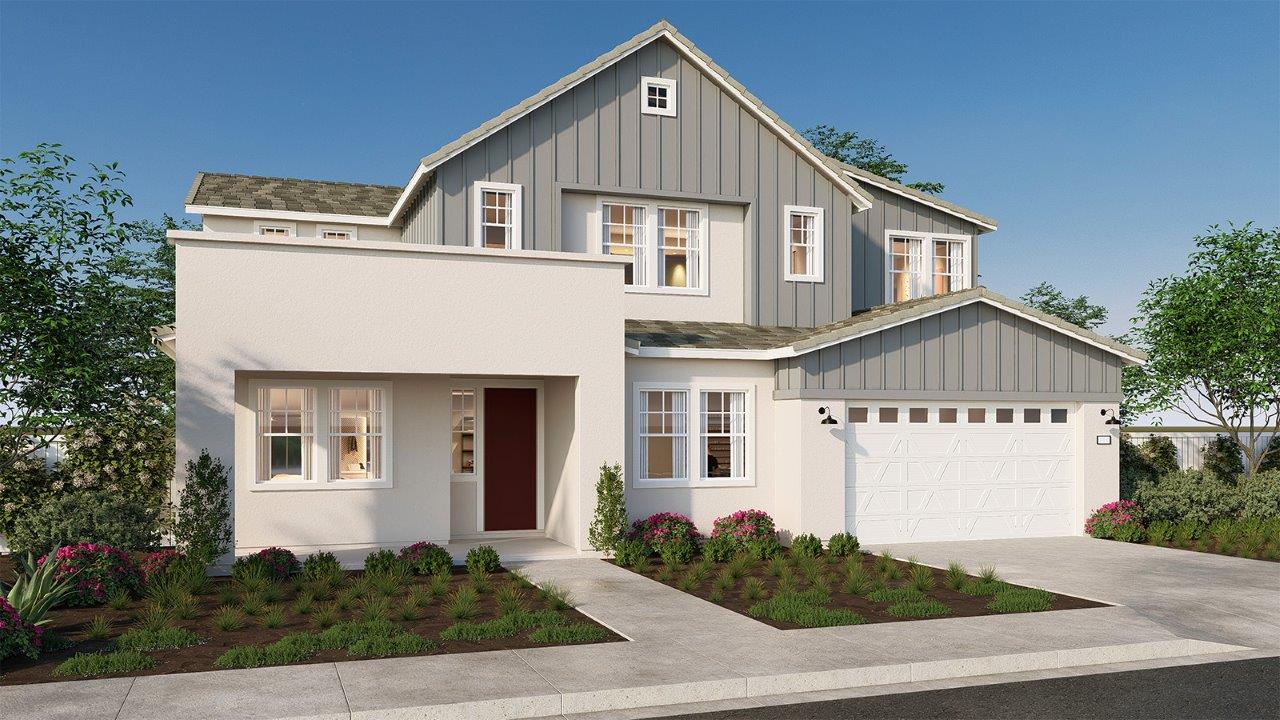 Residence 4172 rendering with a 3-car garage in elevation D