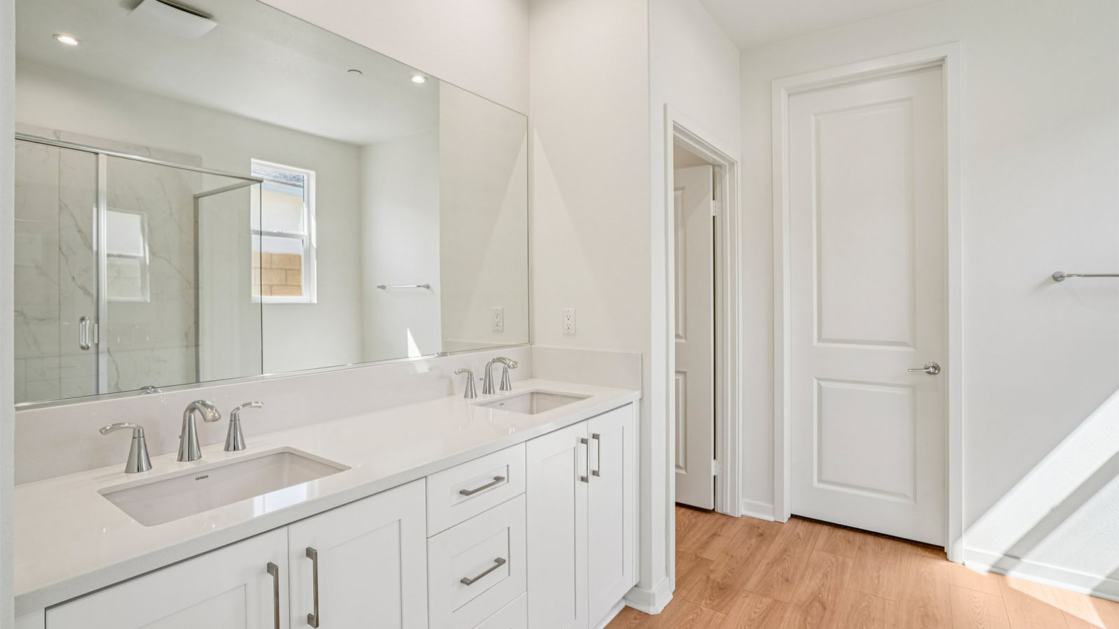 Primary bathroom with dual sinks