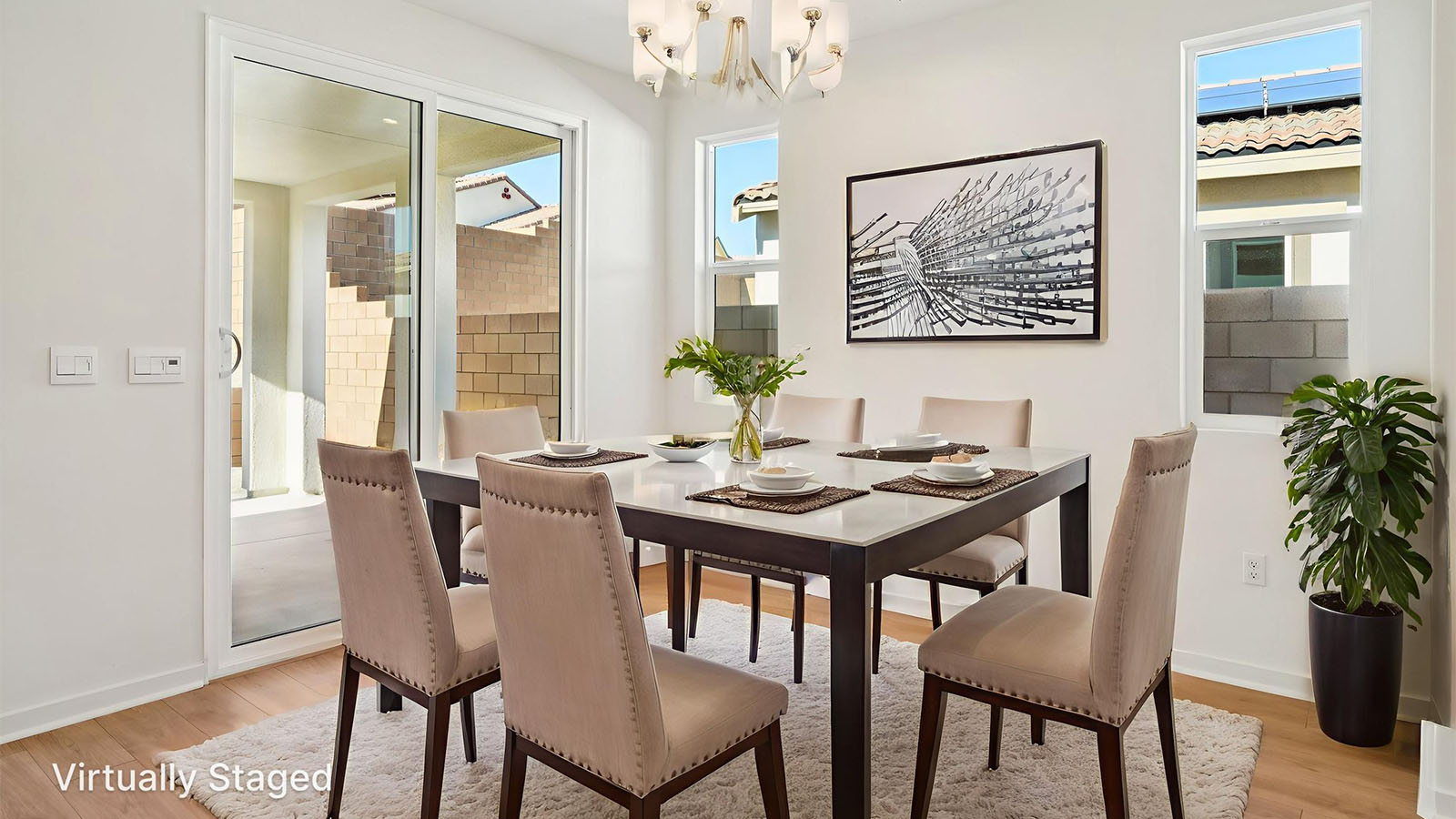 Virtually staged dining room