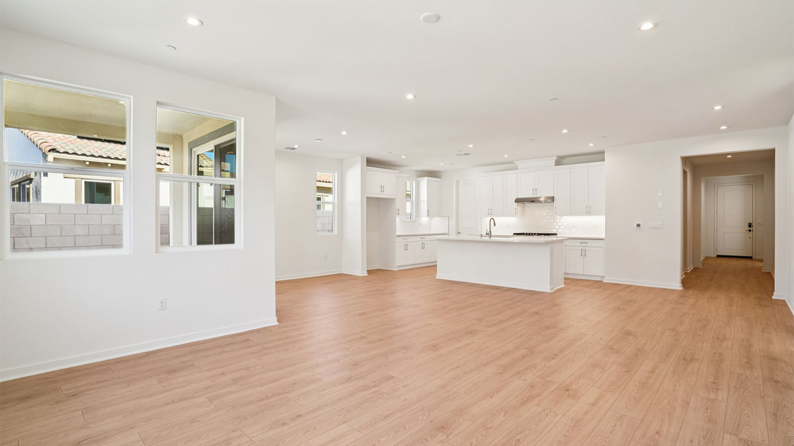 Open-concept great room and dining room