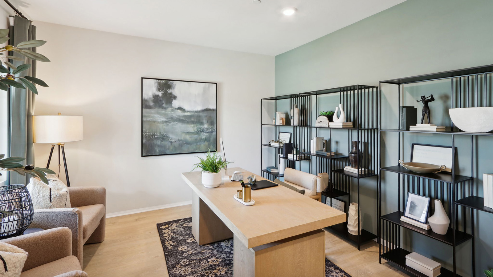 Den with home office