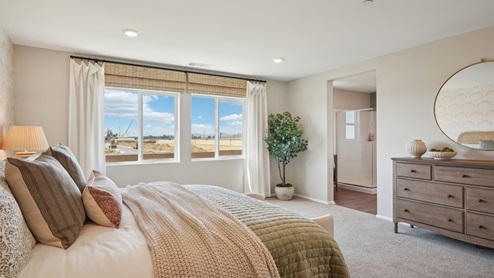 Primary bedroom with large windows