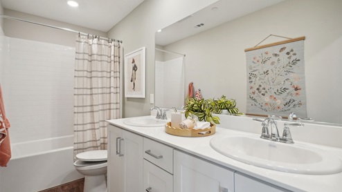 Spacious bathroom with double sinks