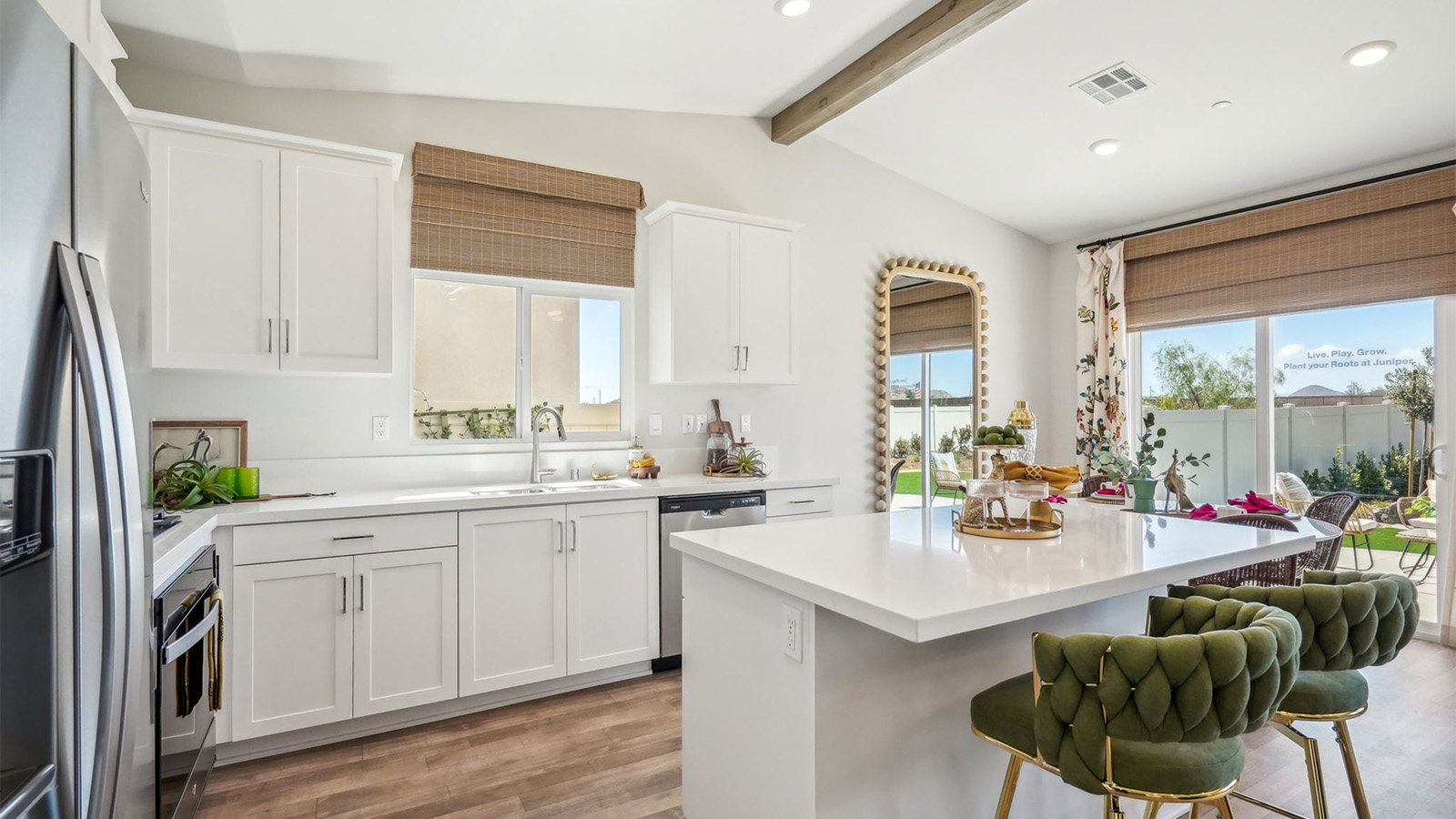Modern kitchen with white cabinets