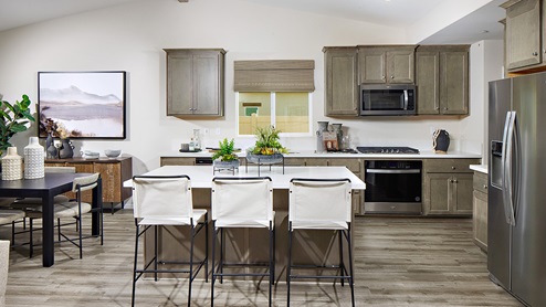 Modern kitchen with stainless-steel appliances