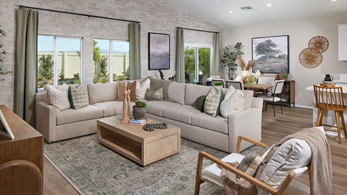 Modern concept great room sitting area with access to the patio