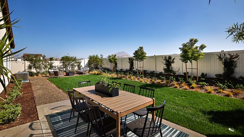 Spacious backyard of single story home