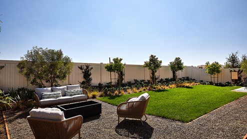 Spacious backyard of single story home