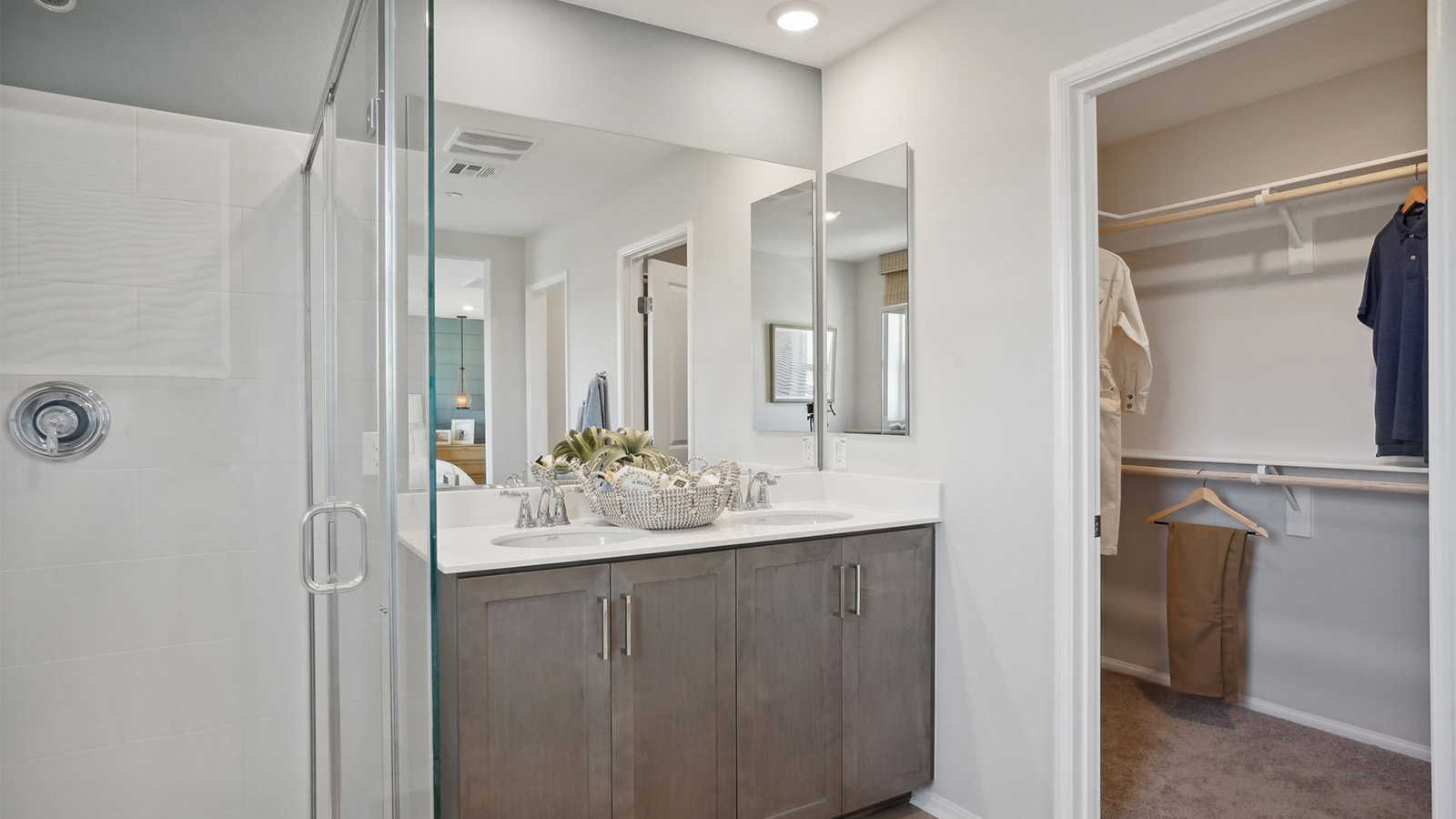 Primary bathroom with large walk-in closet