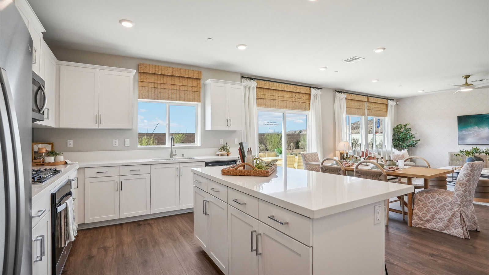 Spacious kitchen with stainless-steel appliances
