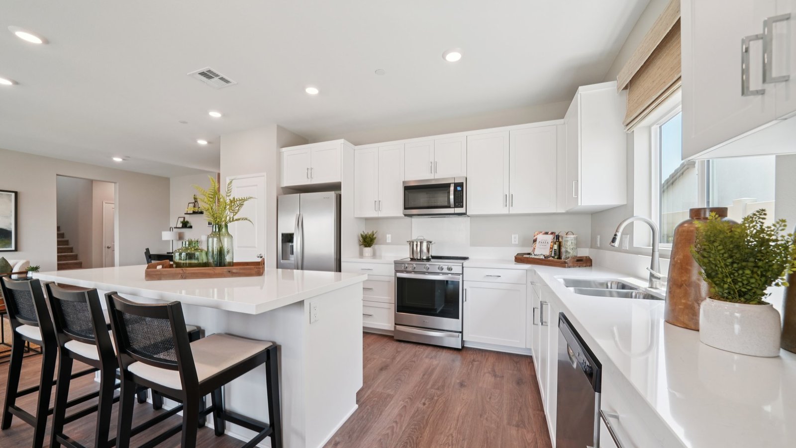 kitchen with white cabinets and stainless appliances