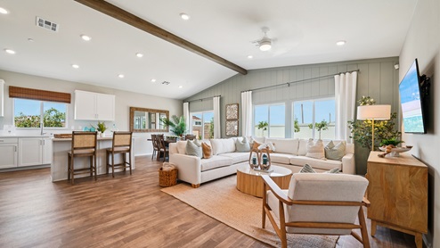 Open-concept living, dining, and kitchen