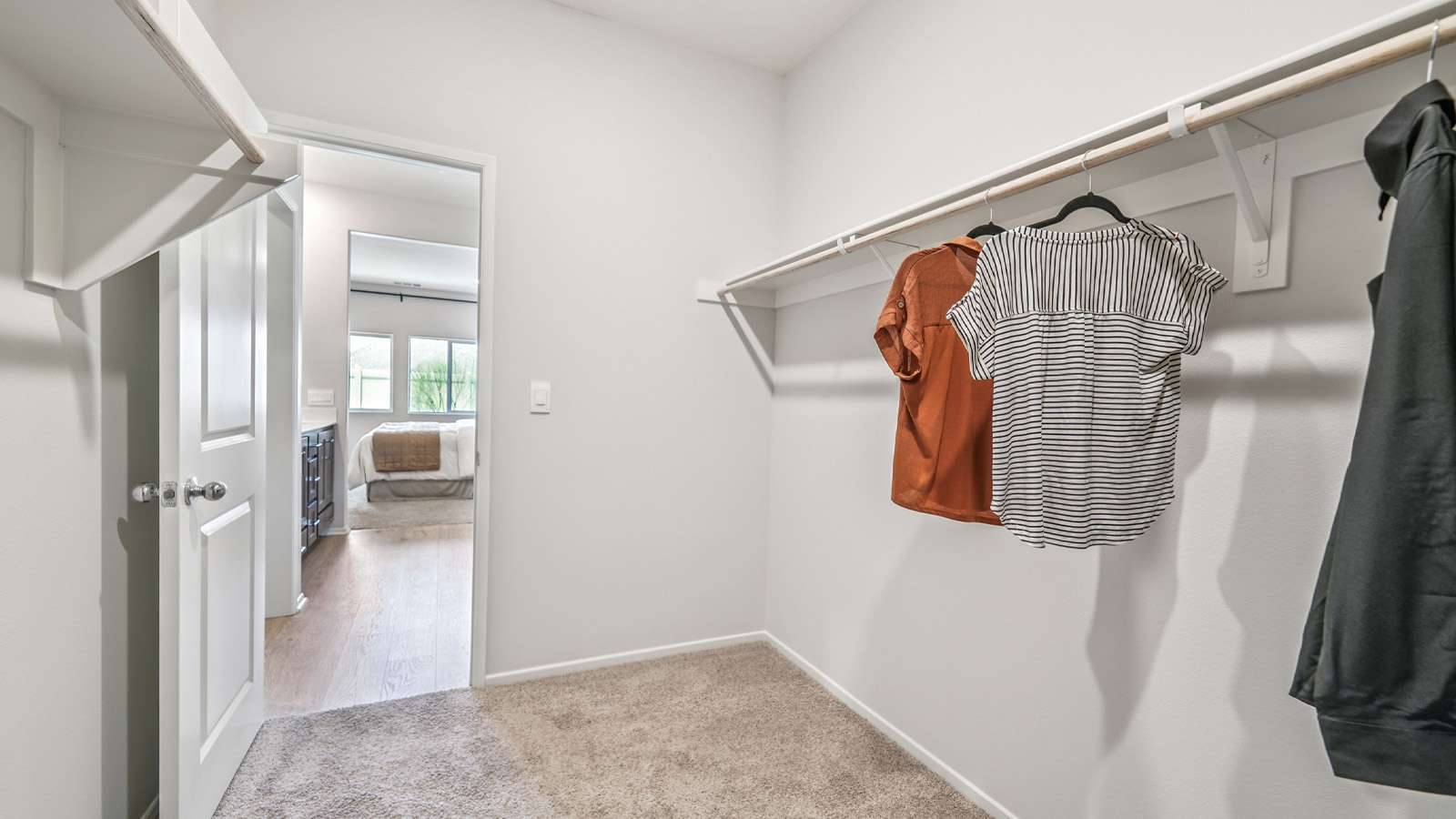 Primary bedroom walk in closet