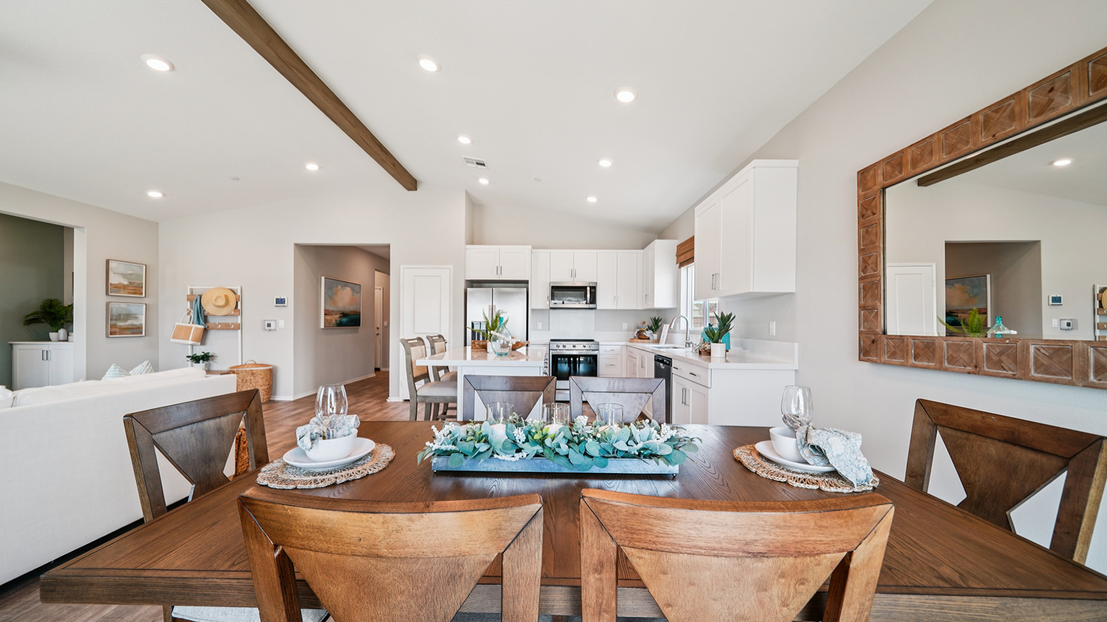 Open-concept living, dining, and kitchen