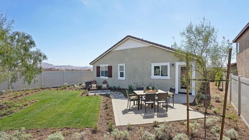Spacious backyard with a seating area