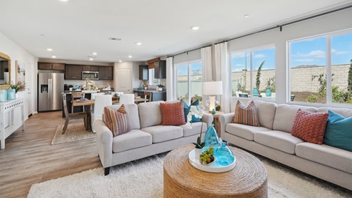 Open-concept living, dining, and kitchen space