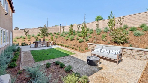 Spacious backyard with seating areas