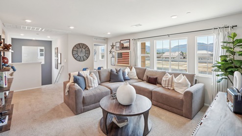 Spacious loft at the top of the stairs
