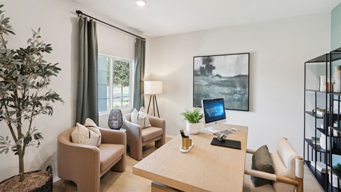 Den designed as a home office