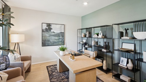 Den designed as a home office