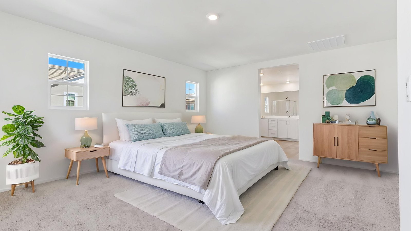 virtually staged bedroom with carpet