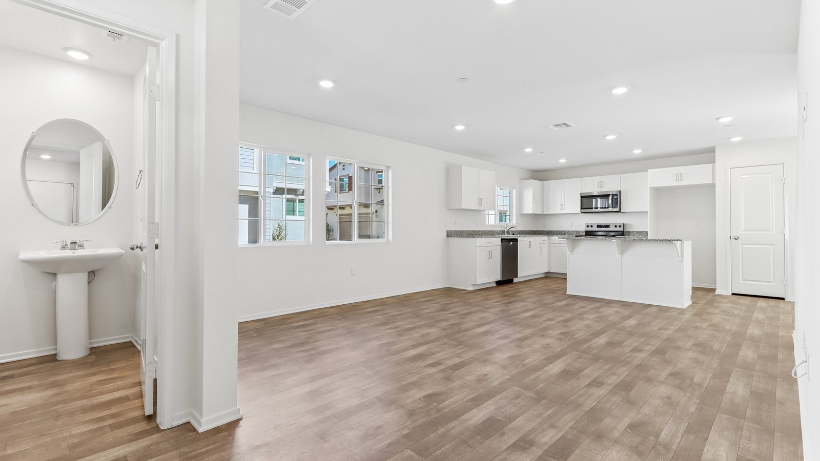 Open concept great room and kitchen