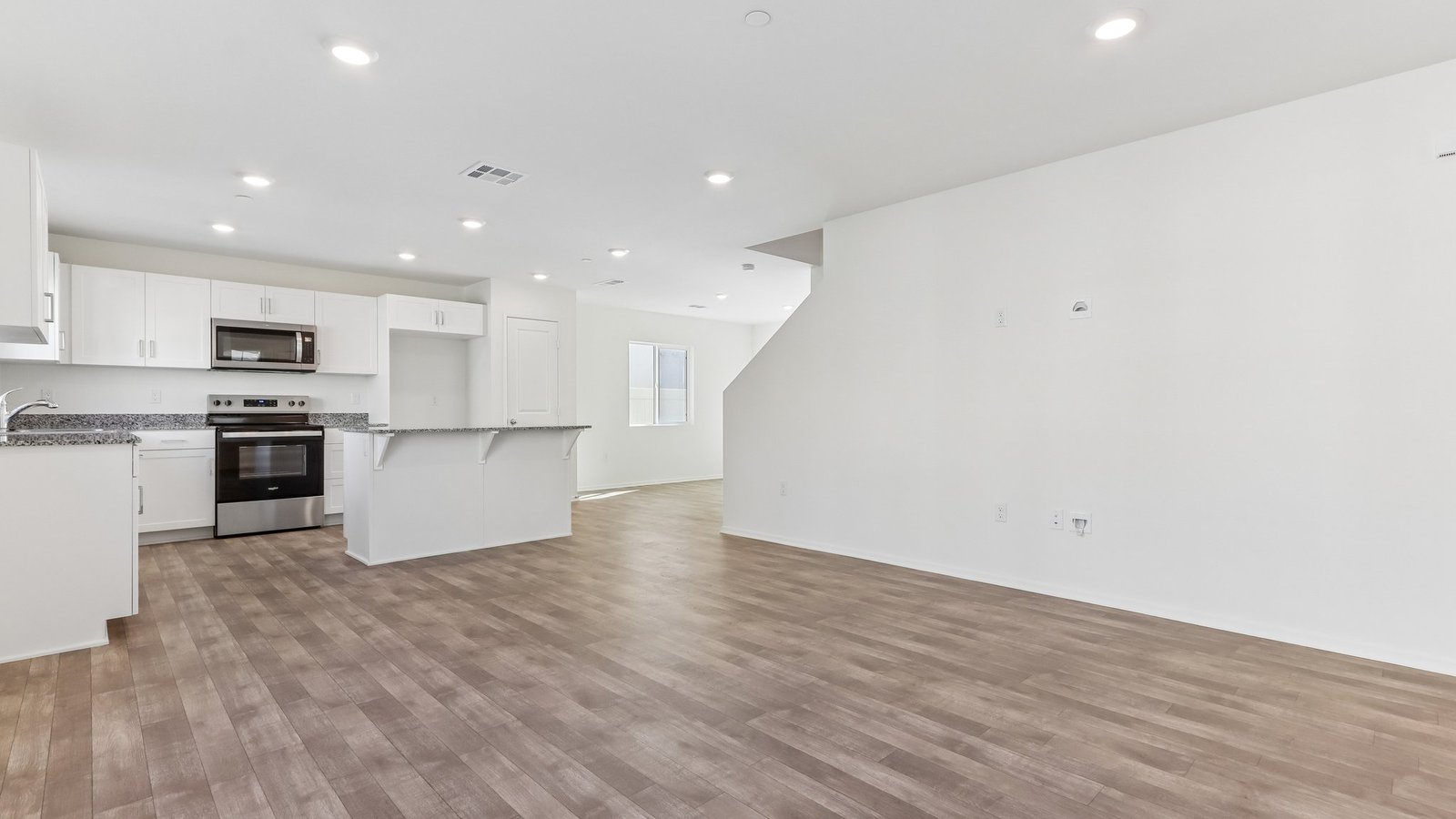 Open concept great room and kitchen