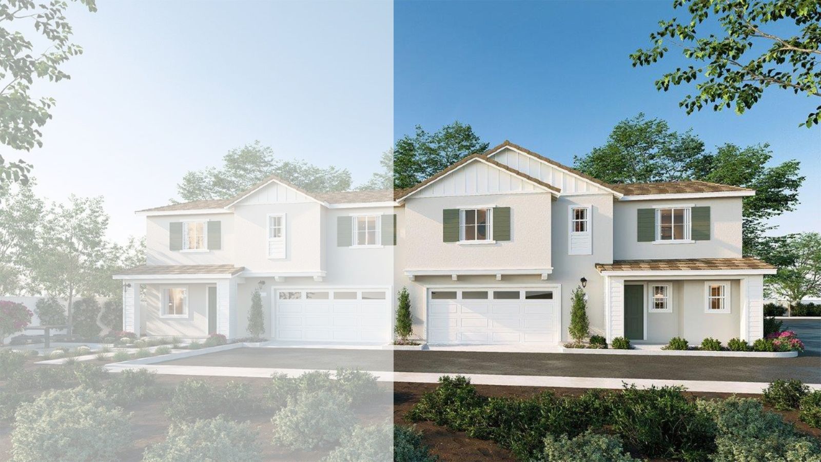 Residence 1807 rendering with Modern Farmhouse elevation