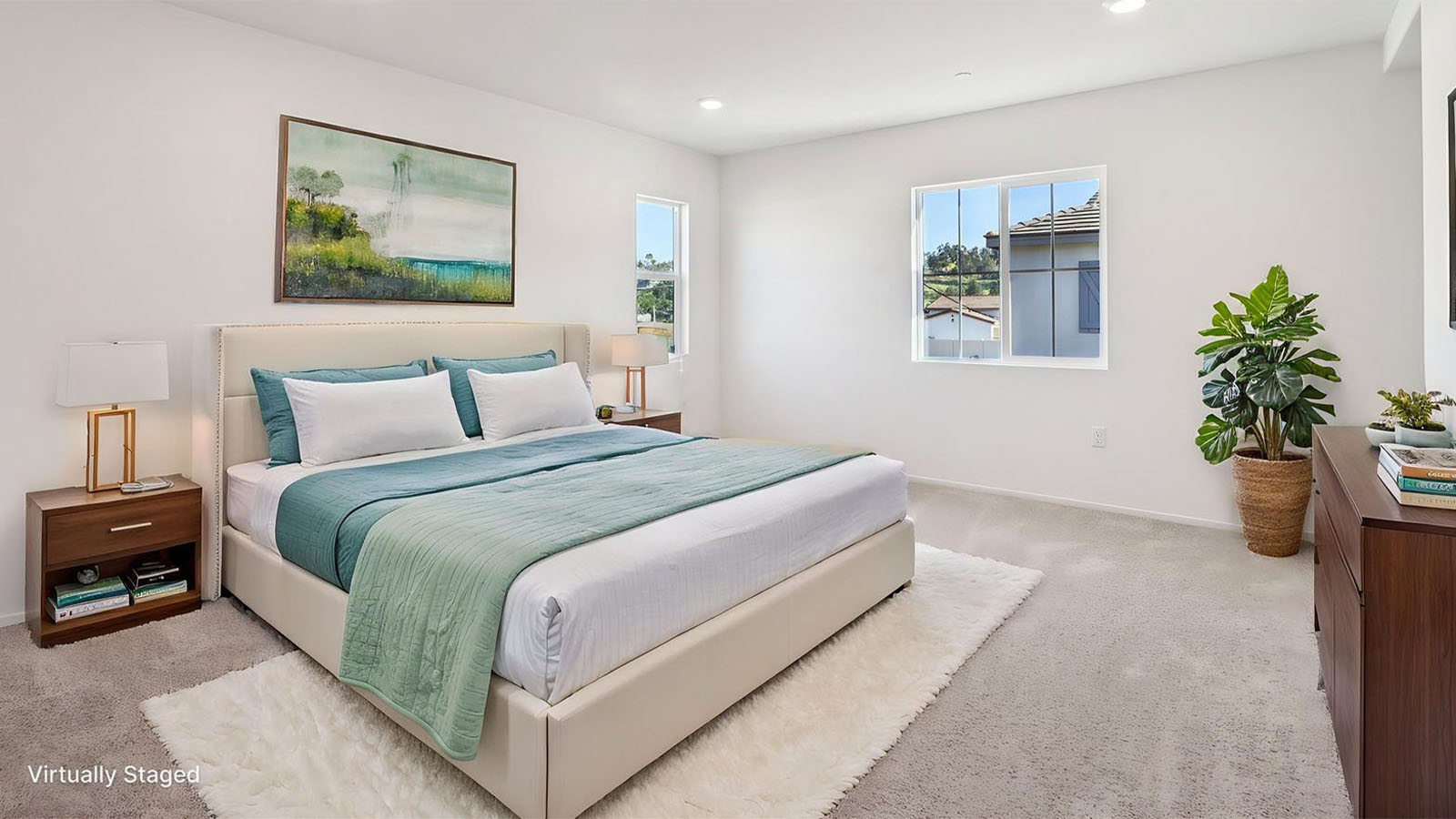 Primary bedroom staged