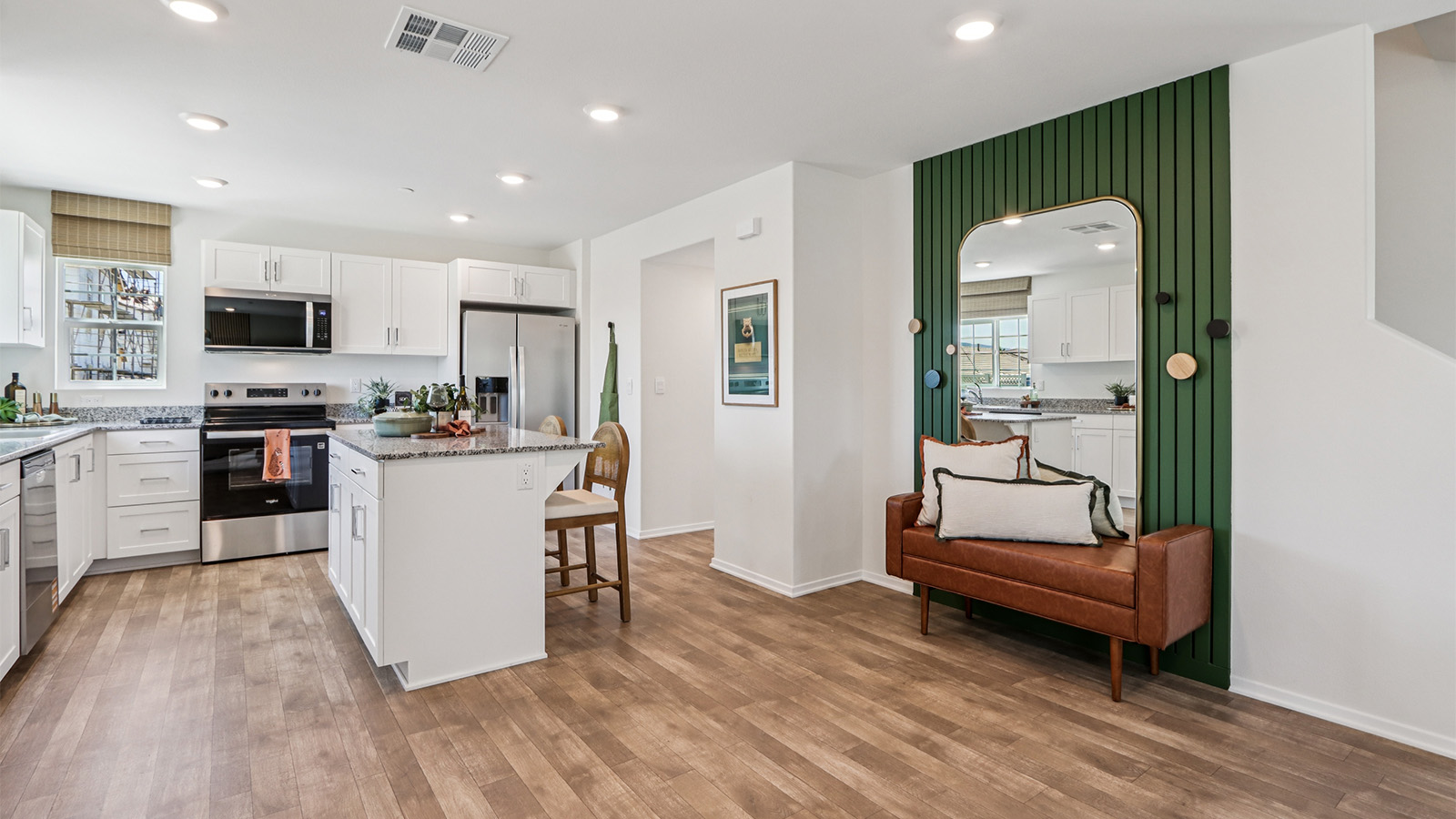 Kitchen with white cabinets