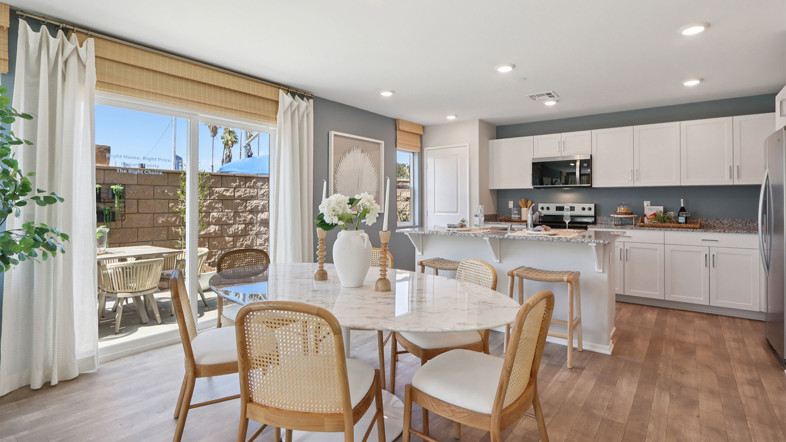 Kitchen with white cabinets
