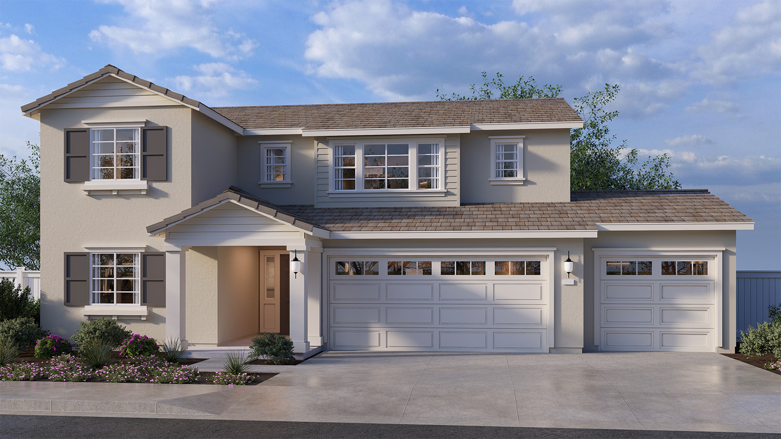 Residence 2259 rendering with a 3-car garage, elevation B