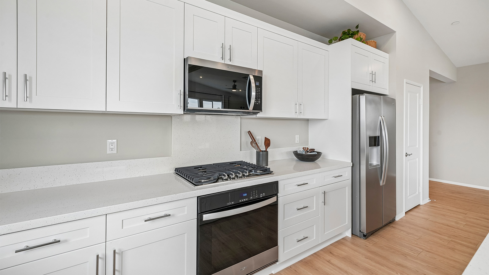 Kitchen with white cabinets