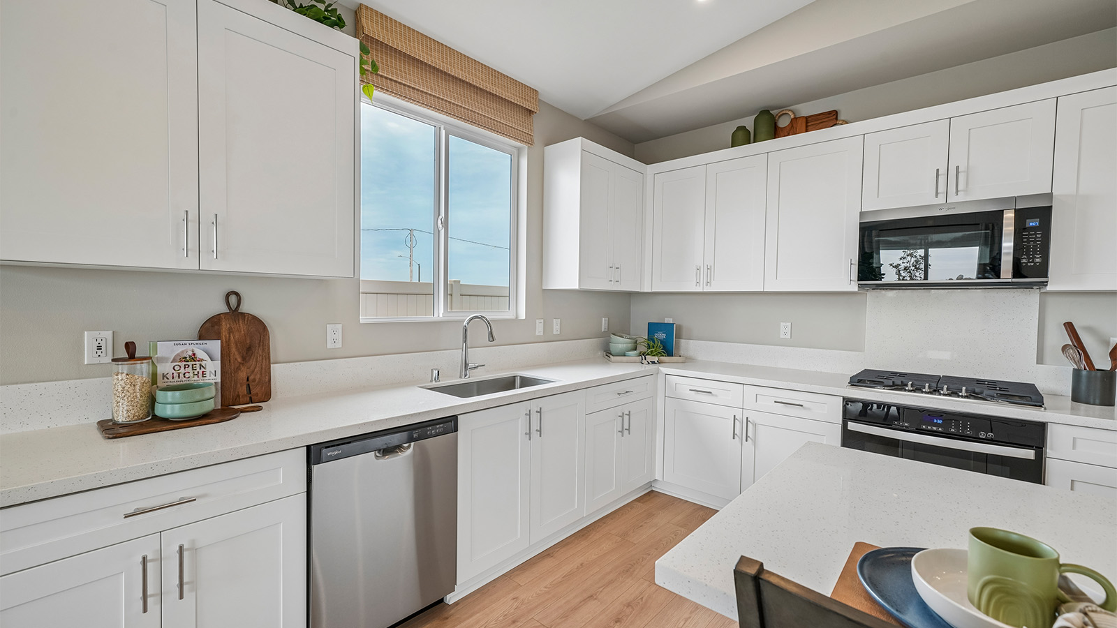 Kitchen with white cabinets