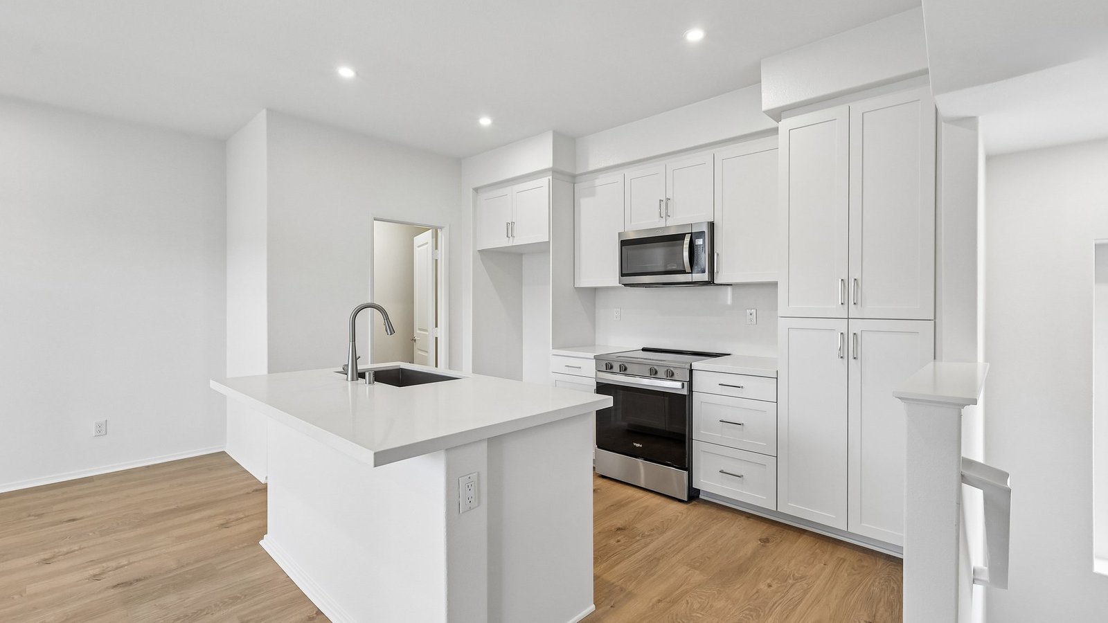 kitchen with white cabinets and stainless steel appliances