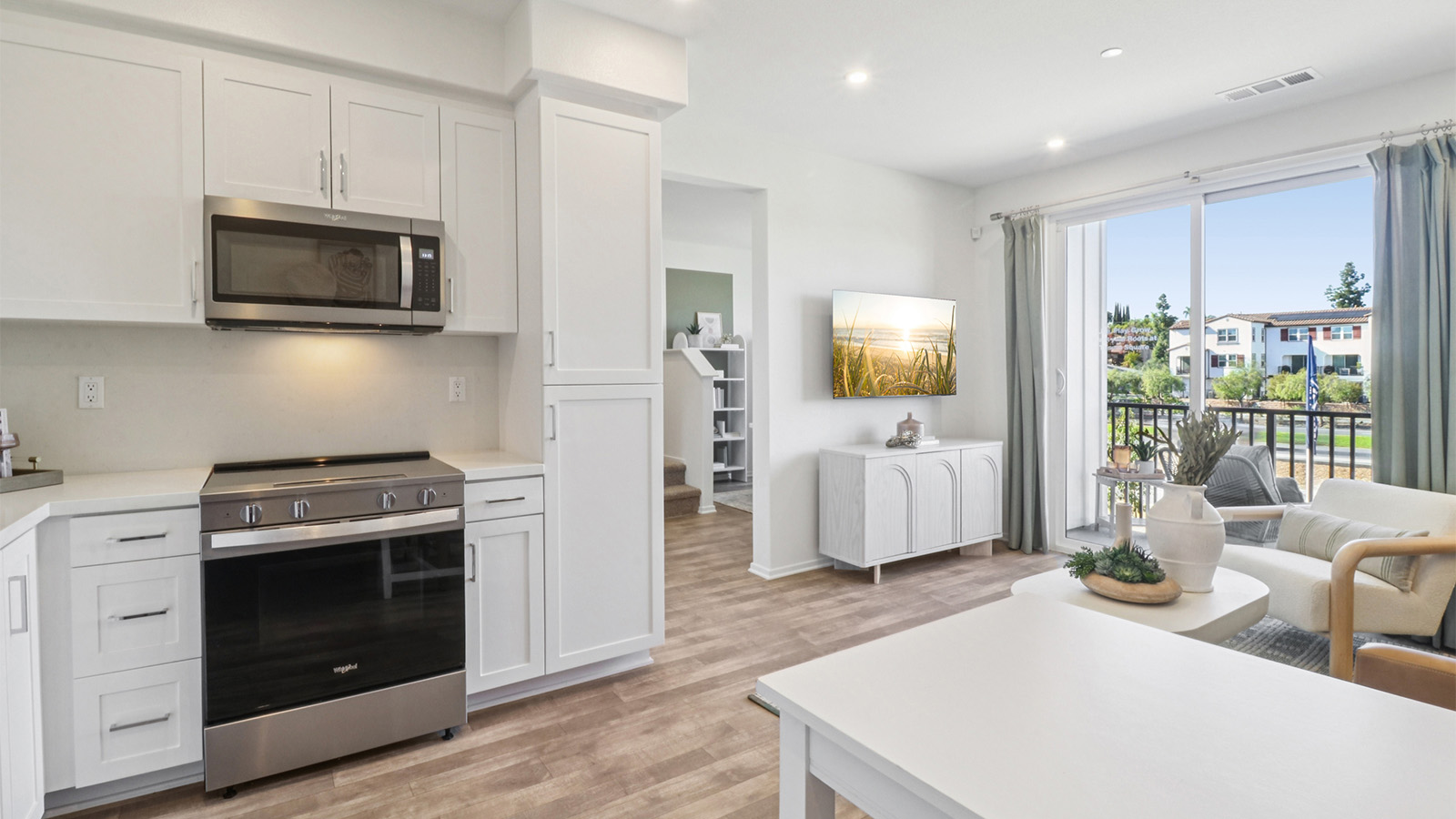 Kitchen with white cabinets