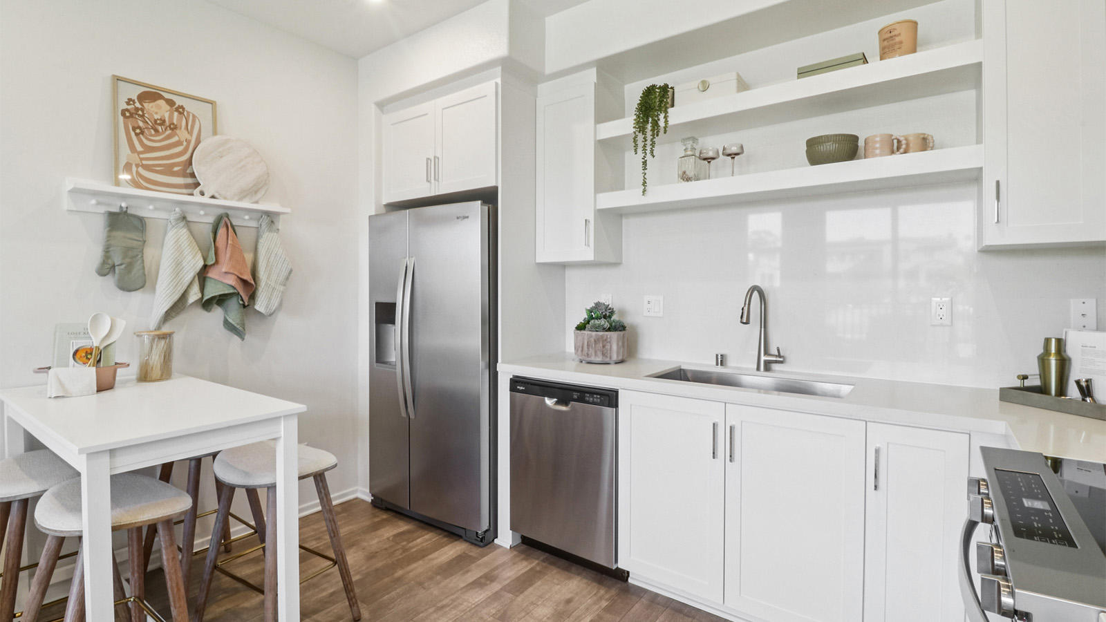 Kitchen with white cabinets
