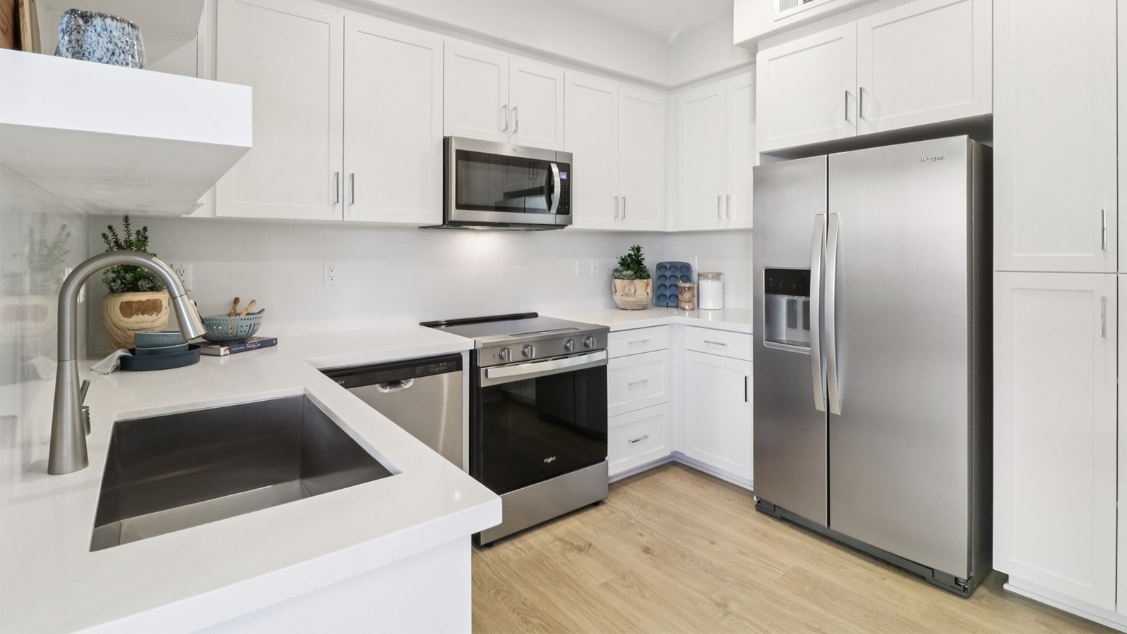Kitchen with white cabinets