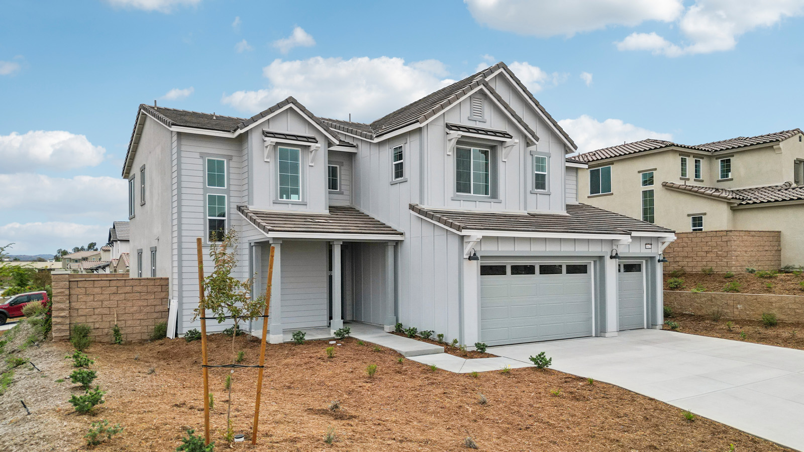 Exterior of a 2-story home with a 3-car garage