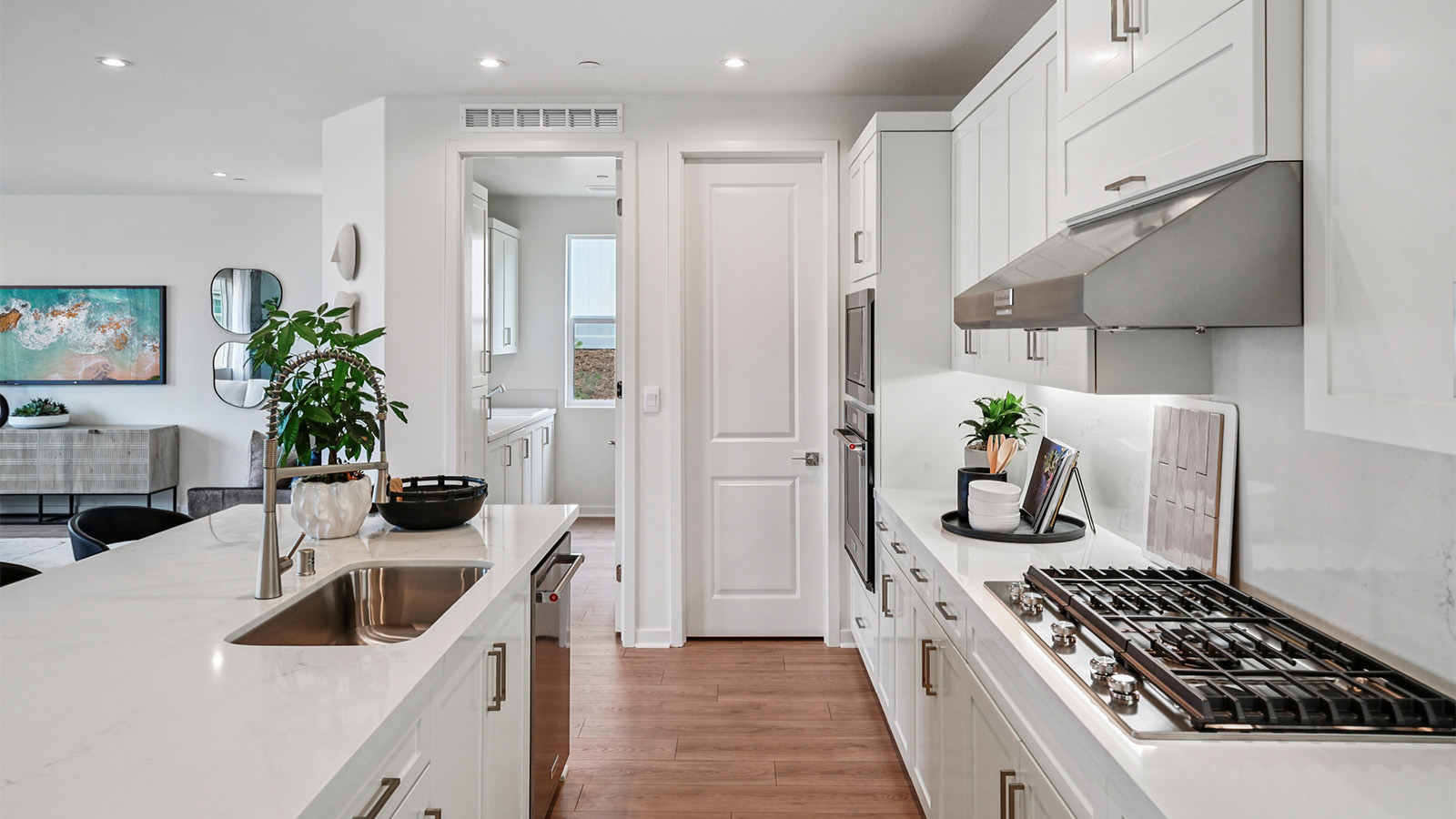 Spacious kitchen with stainless-steel appliances